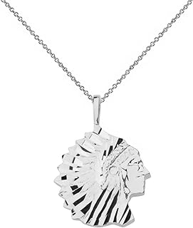 Claddagh Gold Fine 925 Sterling Silver Tribal Native Indian Chief Head Pendant Necklace