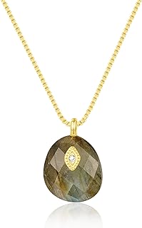 KissYan Crystal Necklaces for Women, Healing Natural Energy Stone 14K Gold Plated Oval Gemstone Pendant Necklace Quartz Spiritual Jewelry Gifts