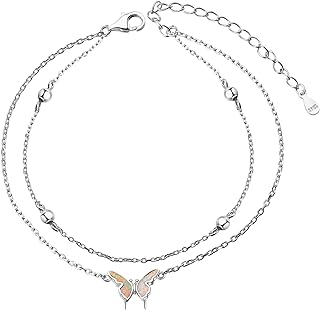 Anklet for Women Sterling Silver Adjustable Foot Evil Eye Butterfly Sea Turtle Starfish Wave Infinity Beach Ankle Bracelet