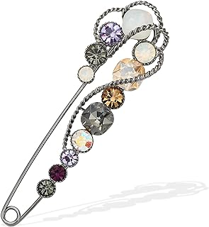 Retro 4.2" Crystal Pearl Large Safety Pin Brooch for Women's Skirt Cardigan Hat Scarf Scottish Kilt Pin Jewelry
