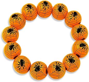 2023 Wood Beads Halloween Bracelet for Women Spooky Bloody Spider Web Stretch Beaded Bracelets Wristband Accessories Jewelry Gifts for All Saint's Day