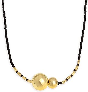 Chunky Gold Beaded Choker Necklaces for women girls, Trendy Handmade Black Seed Beads Layered Necklace Summer Beach Prom Jewelry Gift