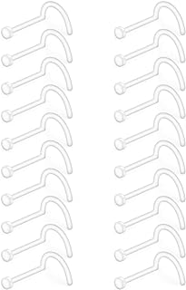 Ruifan 18G Clear Bioflex Screw Nose Ring Stud Retainer Body Jewelry Piercing Top Flat 2mm 2.5mm 3mm 20-30PCS