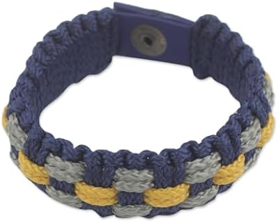 Handmade NOVICA Artisan Men's Wristband Bracelet, Snap Clasp, Cord Chain, Vibrantly Colored in Braided Design from Ghana, No Gemstone, 8.75in L, for Casual or Festive Wear