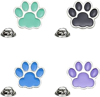 Cute Cat Dog Paw Print Brooches Pins Set for Women Teen Girls Kitten Puppy Animal Pet Enamel Brooch Pin Lapel Badge Jackets Hat Backpacks Shirt Pins Fashion Birthday Jewelry Gifts 4Pcs