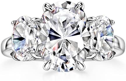 S925 Oval Cut 3-Stone Engagement Ring for Women 5.6cttw Cubic Zirconia Wedding Promise Ring Sterling Silver Wedding Band For Women
