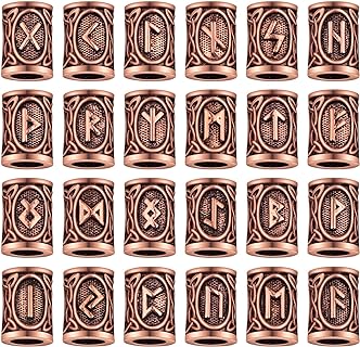 Antique Red Copper Viking Bead Necklace by JMKTOOL with Zine Alloy Norse Runes - Versatile Hair, Beard, & Bracelet Beads For DIY Jewelry Enthusiasts