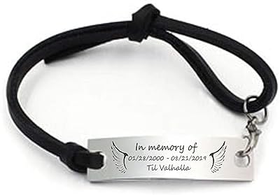 Personalized Memorial Jewelry,Forever in My Heart Angel Wing Stainless Steel Band Bracelet In Memory of Someone