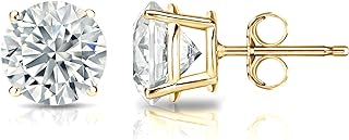 Push-Back 14k Yellow Gold Clasp with E-F Colored Lab Grown Diamond Infinity Stud Earrings for Sophisticated Men and Women, Versatile Round Design