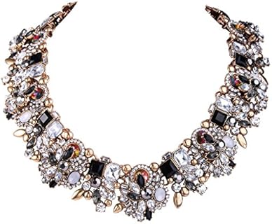 EVER FAITH Vintage Style Art Deco Statement Necklace Austrian Crystal Gold-Tone