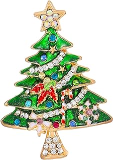 Christmas Tree Brooch Vintage Colored Rhinestone Christmas Tree Lapel Pins Crystal Christmas Enamel Pin Sparkling Christmas Jewelry Pins for Women Girls