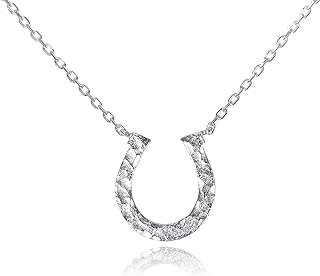 Dote Lucky Horseshoe Pendant Genuine .925 Sterling Silver Necklace 16-18 Adjustable Chain
