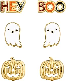 Festive Halloween Pumpkin Stud Earrings with Push Back Design for Women in Acrylic & Brass - No Gemstone