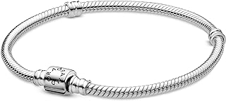 Stylish PANDORA Moments Ankle Charm Bracelet with Snake Chain Clasp, Sterling Silver - 20cm