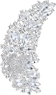 EVER FAITH 5 Inch Bridal Silver-Tone Flower Bouquet Brooch Austrian Crystal