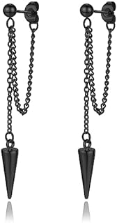 Gold Chain Earrings for Women Irregular Bar Spike Drop Dangle Earrings Long Threader Earring Line Dangly Tassel Earrings Hypoallergenic Stainless Steel Black Spike Steampunk Gothic Punk Earrings Jewelry Gift for Teen Girls