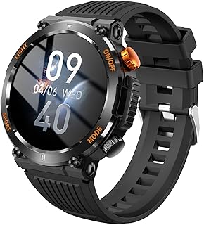 LAMA 1.46インチ軍用規格スマートウォッチ、AI機能とIP67防塵防水、200種類運動モード搭載、通話＆着信通知対応。