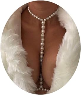 Alloy Sexy Pearl Bra Body Chain Jewelry for Women with Beaded Belly Design - Adjustable & Versatile for Beach, Parties, & Special Occasions