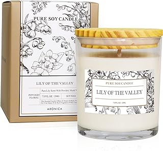 Aronica Lily of The Valley Candle Scented, Honeysuckle Soy Wax Candles, Mothers Day Luxury Gift for Woman, Strong Candles for Home Scented, Organic Candles Non Toxic, Strong Candles for Large Rooms