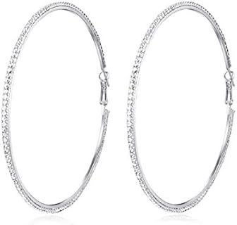 Large Rhinestone Hoop Earrings Shining Crystal Big Hoop Dangle Earrings for Women Girls 60mm/80mm/90mm/100mm