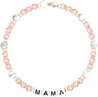 Women's 'Mama' Beaded Bracelet in Resilient Stainless Steel, Stretch Design with Inspirational Letters - Ideal Gift for Mom, Sister, or Grandma