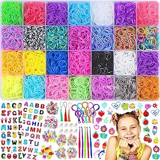 Kids' FUNZBO Multicolor Rainbow Loom Bead Bracelet Kit - 9000+ Rubber Bands & Accessories in Durable Fun Box – Creative Craft and Birthday Gift Idea for Girls & Boys Ages 4-12+