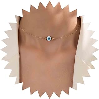 Boho Evil Eye Choker Necklace Vintage Evil Eye Necklace Choker Gold Demon Eye Necklace Chain Blue Eye Necklace Chain Protection Necklace Jewelry for Women and Girls Amulet Gifts
