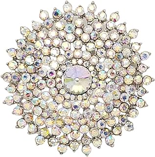 Enchanting Iridescent Brooch with Pin Clasp and Rhinestone Gem for Women in Flower Design