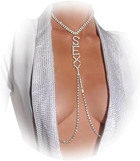 Lobster Claw Clasp Rhinestone Body Chain, Non-Piercing Nipple Fashion Accessory, Sexy Letter Pendant Design for Women, Alloy Bra-Shaped Jewelry