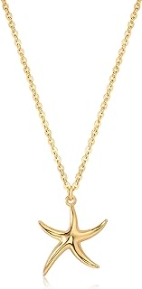 MTMY 14K Gold Plated Shell/Starfish/Anchor/Dolphin Pendant Necklaces Ocean Beach Summer Jewelry Gift for Women