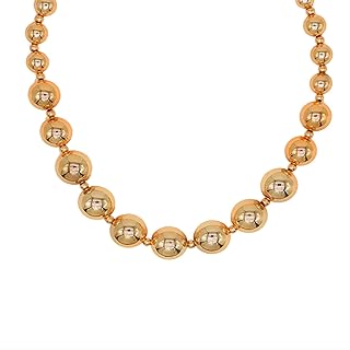 HSQYJ Shiny 14k Gold Beaded Stainless Steel Necklace High Polish Graduated Bead Ball Chain Necklace Fashion Chunky Choker Costume Jewelry Gift for Women Girls
