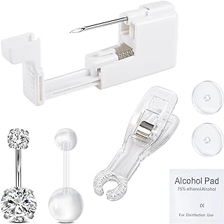 QWALIT Comprehensive Belly Button Piercing Kit with Stainless Steel Accessories and Hypoallergenic Belly Rings - Perfect for Home and Professional Use