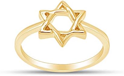 Star of David Jewish Magen Hebrew Shield Ring Star Symbol Ring 14k Gold Over Sterling Silver, Mother's Day Gift For Her