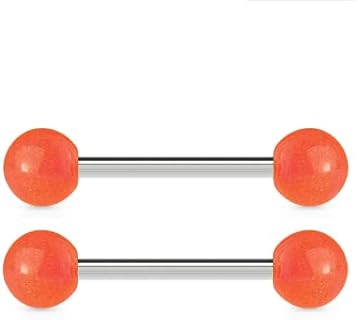 Stainless Steel Glow in the Dark Nipple & Tongue Barbells, for Unisex, Straight Design, Allergen-Free 14G Jewelry