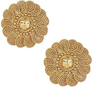 Bodha Indian Bollywood 22K Traditional Coin Gold Stud Earrings For Women (SJ_1434)