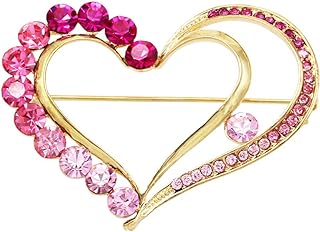 Rosemarie & Jubalee's Queen Of Hearts Brooch Pin with Crystal Embellishments and Secure Pin-Stem Safety Clasp