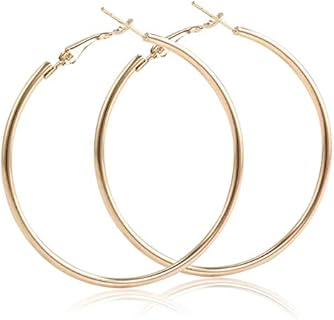 IDB Classic Stainless Steel Big Hoop Earrings - 2.32" x 2.48" x 0.07" (59x63x2mm) - Multiple Colors to choose from