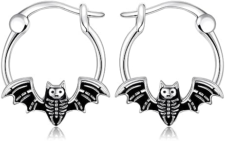 Bat Earrings 925 Sterling Silver Bat Hoop Earrings Gothic Jewelry for Women Girls