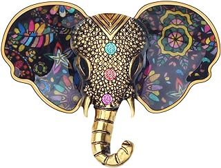 DUOWEI Metal Enamel Shiny Rhinestone Elephant Brooch Elegant Animals Pin Lapel Clothes Scarf Women Teens Jewelry Gift