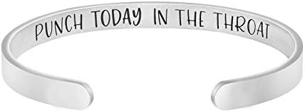 Personalized Stainless Steel Cuff Bracelet with Magnetic Clasp and Encouraging Mantra - Memgift Inspirational Jewelry for Her