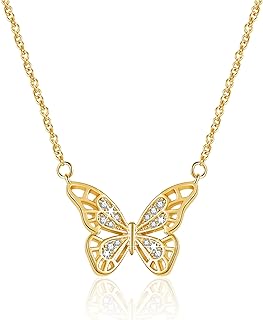 YGTIECS 18K Gold Plated Dainty Butterfly Pendant Necklace, Necklace for women, Best friend necklace for Women Girl, Choker Necklace with Diamond, Chain Butterfly Necklace Pendant Jewelry