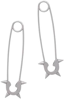 Sacina Punk Stainless Steel Safety Pin Dangle Earrings with Snap-back for Women - Gothic, Grunge Style Fashion Accessory