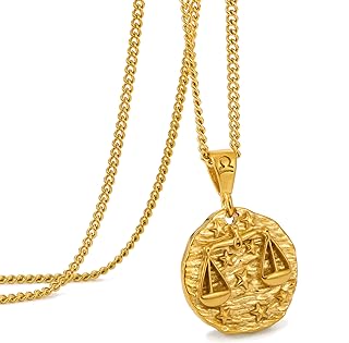 Speroto Zodiac Necklace for Men Women, Stainless Steel 12 Constellation Mens Necklace, Horoscope Astrology Embossed Zodiac Pendant Necklace, Ideal Gifts for Men Women Teens