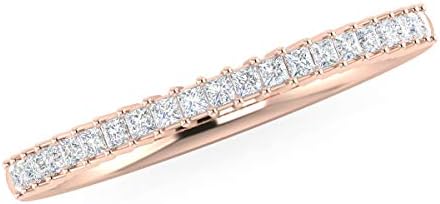 1/5 Carat Princess-Cut Diamond Bridal Engagement Wedding Anniversary Band Ring 14kt Gold (G-H Color, I2 Clarity) - Ideal Gift for Women Engagement, Anniversary, Wedding & Birthday