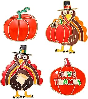 Thanksgiving Brooch Pins Fall Brooch for Women Pumpkin Turkey Enamel TAHNKS Autumn Dangling Jewelry Thanks Giving Holiday Jewelry Gift