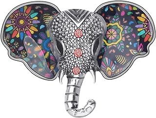 Pin-Clasp Silver-Plated-Stainless-Steel Jungle Elephant Brooch with Sandstone Gems, Ideal Gift for Women and Girls, Perfect for Scarf or Clothes Accent