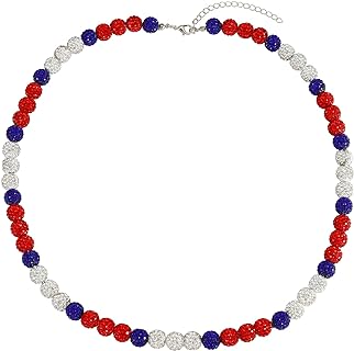 Phillies Baseball Necklace Red White Blue Rhinestone Beaded Philadelphia Necklace Baseball Inspired Bling Sparkle Phills Necklace for Men Women