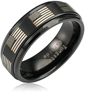 100S JEWELRY Black Tungsten Spinner Rings For Men Women American Flag Air Force Skull Dragon Design Wedding Band Promise Engagement Size 6-16