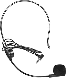 Micro-casque Giecy pour karaoké avec microphone réglable, connectivité auxiliaire et prise jack 3,5 mm. Idéal pour les enseignants et les entraîneurs