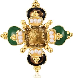 Retro Pearl Cross Brooch Pins for Women Fashion